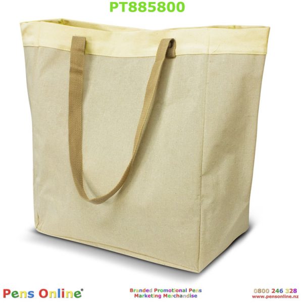 XL Linen Shopping Bag - natural linen, with handles, branded with your logo
