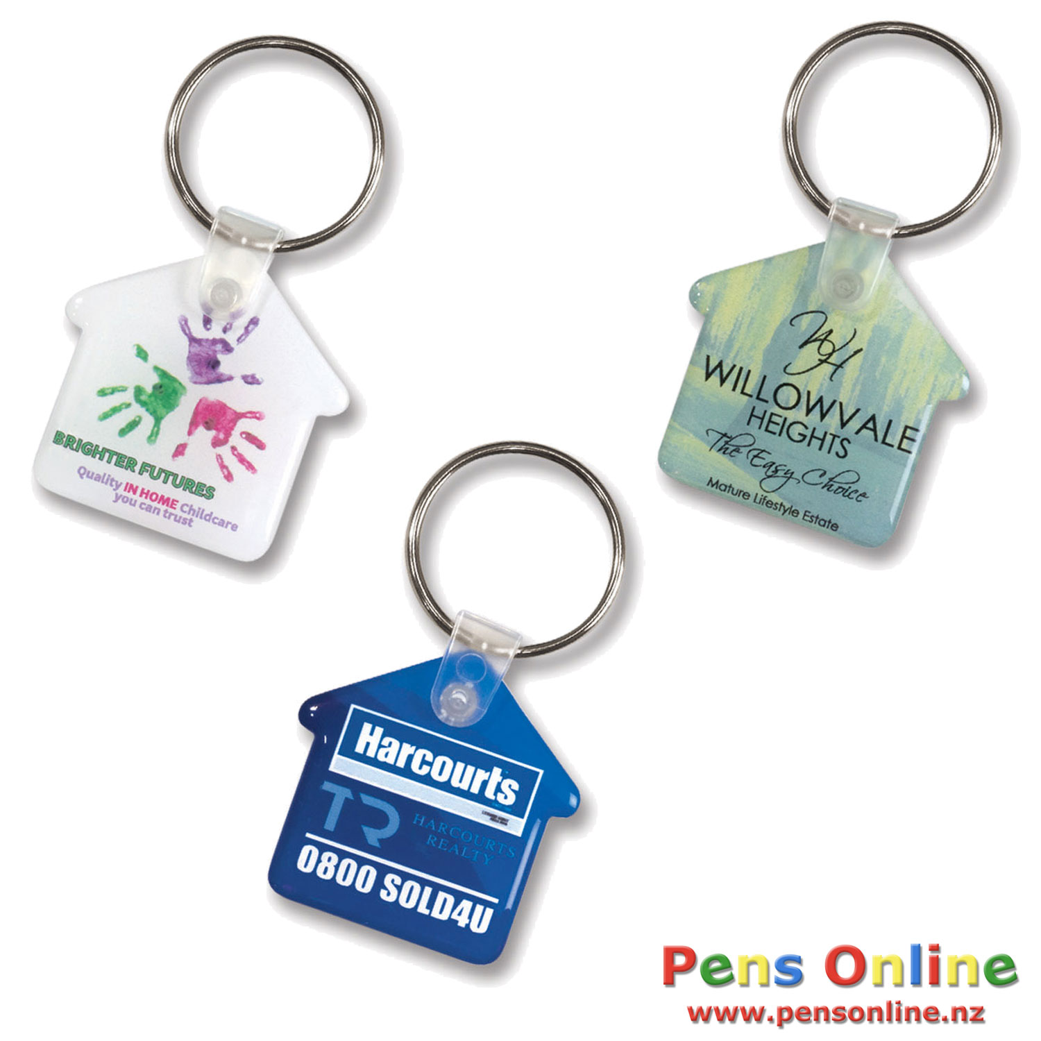 House-Shaped Key Ring | Resin-Coated Label | Laser Engraved | PensOnline NZ